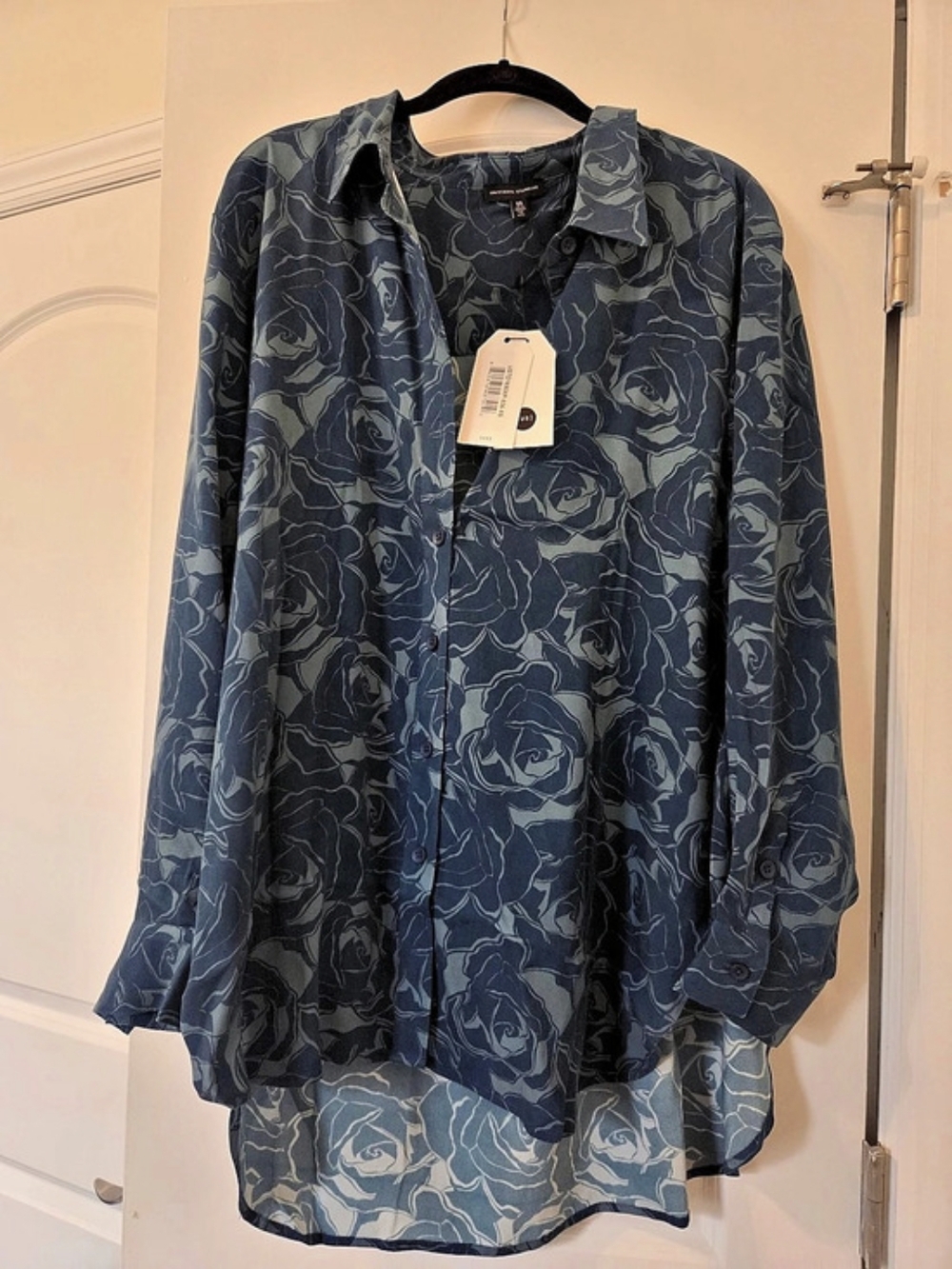 Universal Standard Cooling Stretch Cupro Oversized Artist Shirt Floral Button XS